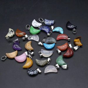 6PCS Moon Crystal Pendant Natural Stone Agate Sodalite DIY Jewelry Making