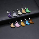 6PCS Moon Crystal Pendant Natural Stone Agate Sodalite DIY Jewelry Making