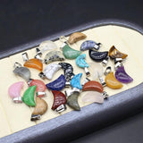 6PCS Moon Crystal Pendant Natural Stone Agate Sodalite DIY Jewelry Making