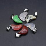 6PCS Moon Crystal Pendant Natural Stone Agate Sodalite DIY Jewelry Making