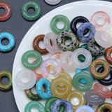 Natural Stone Circle Pendants Sand Opal Crystal Donut Charms