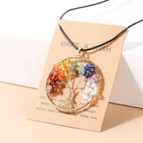7 Chakras Crystal Tree Of Life Pendant Necklace - Reiki Healing