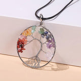 7 Chakras Crystal Tree Of Life Pendant Necklace - Reiki Healing