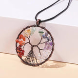 7 Chakras Crystal Tree Of Life Pendant Necklace - Reiki Healing