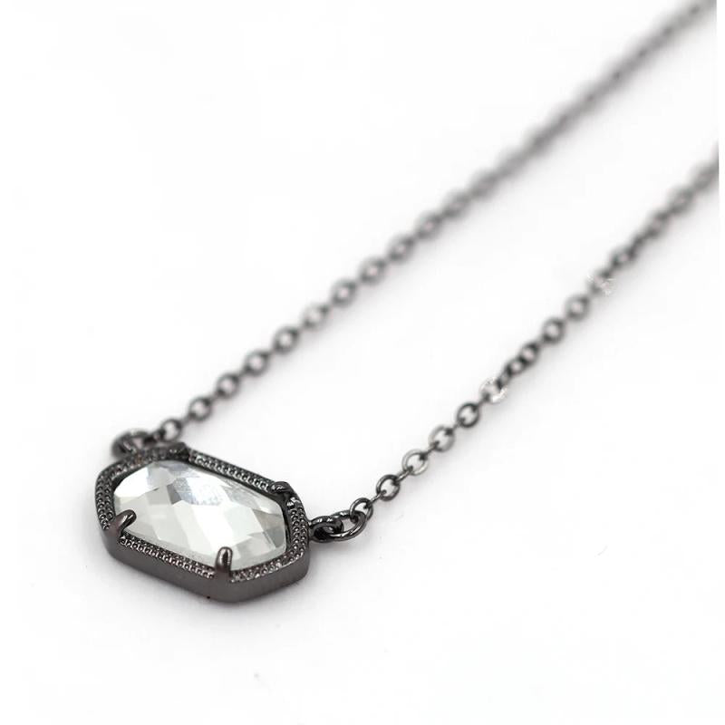 Crystal Stone Pendant Necklace & Bangle Set for Women