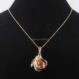 Tigers Eye Stone Round Ball Bead Dragon Claw Reiki Chakra Necklace
