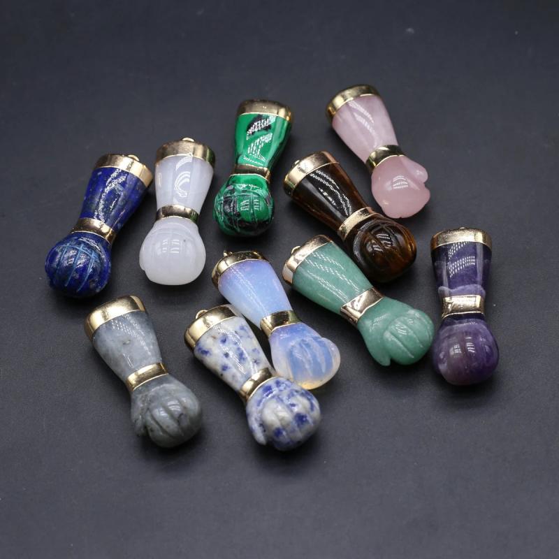 Stone Pendants Plated Fist Shape Lapis Quartz for Jewelry Making