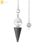 CSJA Crystal Pendulum Tree of Life Stone Dowsing Quartz Amethyst Hematite G936