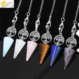 CSJA Crystal Pendulum Tree of Life Stone Dowsing Quartz Amethyst Hematite G936