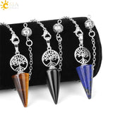 CSJA Crystal Pendulum Tree of Life Stone Dowsing Quartz Amethyst Hematite G936