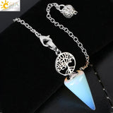 CSJA Crystal Pendulum Tree of Life Stone Dowsing Quartz Amethyst Hematite G936