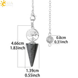 CSJA Crystal Pendulum Tree of Life Stone Dowsing Quartz Amethyst Hematite G936
