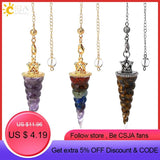 CSJA 7 Chakra Crystal Pendulum Reiki Resin Pendant H168