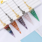 CSJA 7 Chakra Crystal Pendulum Reiki Resin Pendant H168