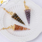 CSJA 7 Chakra Crystal Pendulum Reiki Resin Pendant H168