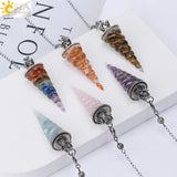 CSJA 7 Chakra Crystal Pendulum Reiki Resin Pendant H168