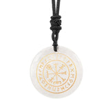 Crystal Quartz Goethe Futhark Runes Viking Compass Vegvisir Pendant Necklace