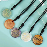 Crystal Quartz Goethe Futhark Runes Viking Compass Vegvisir Pendant Necklace