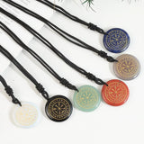 Crystal Quartz Goethe Futhark Runes Viking Compass Vegvisir Pendant Necklace