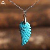 Gemstone Angel Wings Choker Pendant Necklace