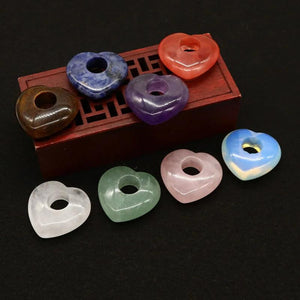 30mm Heart Shaped Natural Stone Pendants 8 Colors DIY Necklace Making