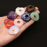 30mm Heart Shaped Natural Stone Pendants 8 Colors DIY Necklace Making