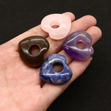 30mm Heart Shaped Natural Stone Pendants 8 Colors DIY Necklace Making