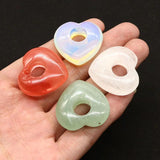 30mm Heart Shaped Natural Stone Pendants 8 Colors DIY Necklace Making
