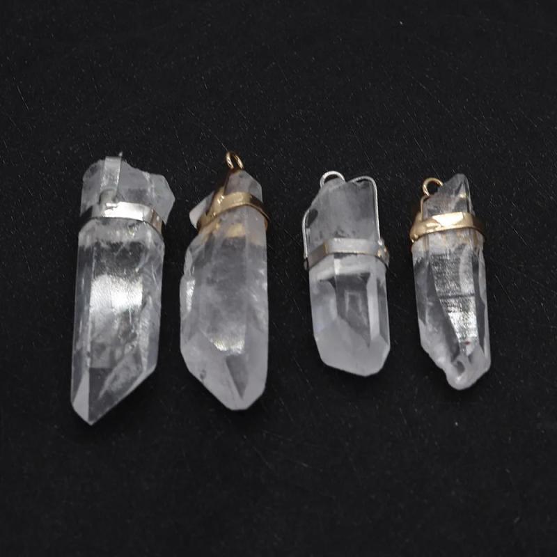 2pcs Irregular Natural Stone Pendant Clear Quartz DIY Necklace Accessions
