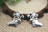 8pcs Christmas Stocking Charms Antique Tibetan Silver 2 Sided 28x19mm