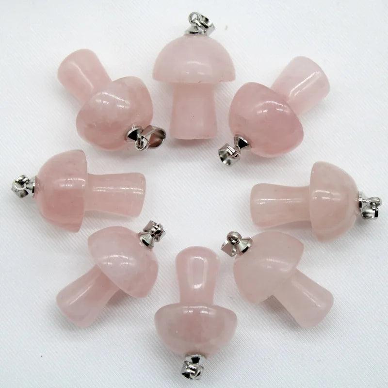 15pcs Stone Mushroom Pendant Necklace for DIY Jewelry Women