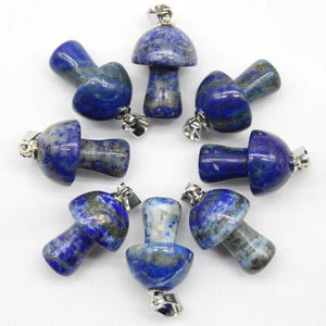 15pcs Stone Mushroom Pendant Necklace for DIY Jewelry Women