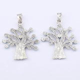 2pcs Tibetan Silver Tree & Turquoise Stone Charms Pendants