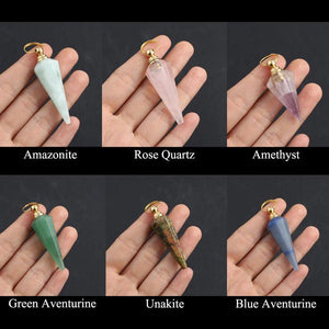 Natural Stone Cone Amazonite Quartz Perfume Bottle Pendant