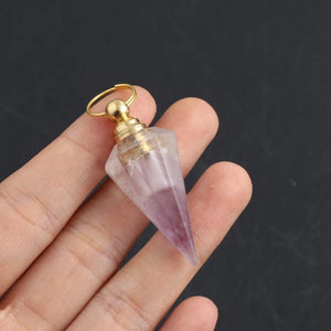 Natural Stone Cone Amazonite Quartz Perfume Bottle Pendant
