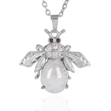 Natural Crystal Gemstone Bee Pendant Personalized Honeybee Necklace