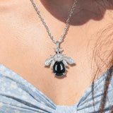 Natural Crystal Gemstone Bee Pendant Personalized Honeybee Necklace