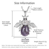 Natural Crystal Gemstone Bee Pendant Personalized Honeybee Necklace