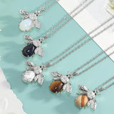 Natural Crystal Gemstone Bee Pendant Personalized Honeybee Necklace