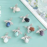 Natural Crystal Gemstone Bee Pendant Personalized Honeybee Necklace