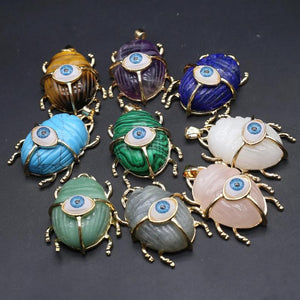 1PC Natural Stone Insect Amethyst Aventurine Jades Pendant for Jewelry Making