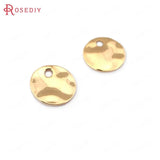 20PCS Brass Wave Round Disk Charms 24K DIY Jewelry Findings