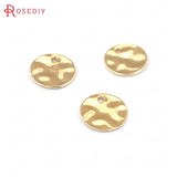 20PCS Brass Wave Round Disk Charms 24K DIY Jewelry Findings