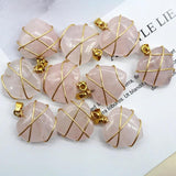 15pcs Quartz Crystal Wire Wrap Tree of Life Heart Shape Mixed Stone Pend