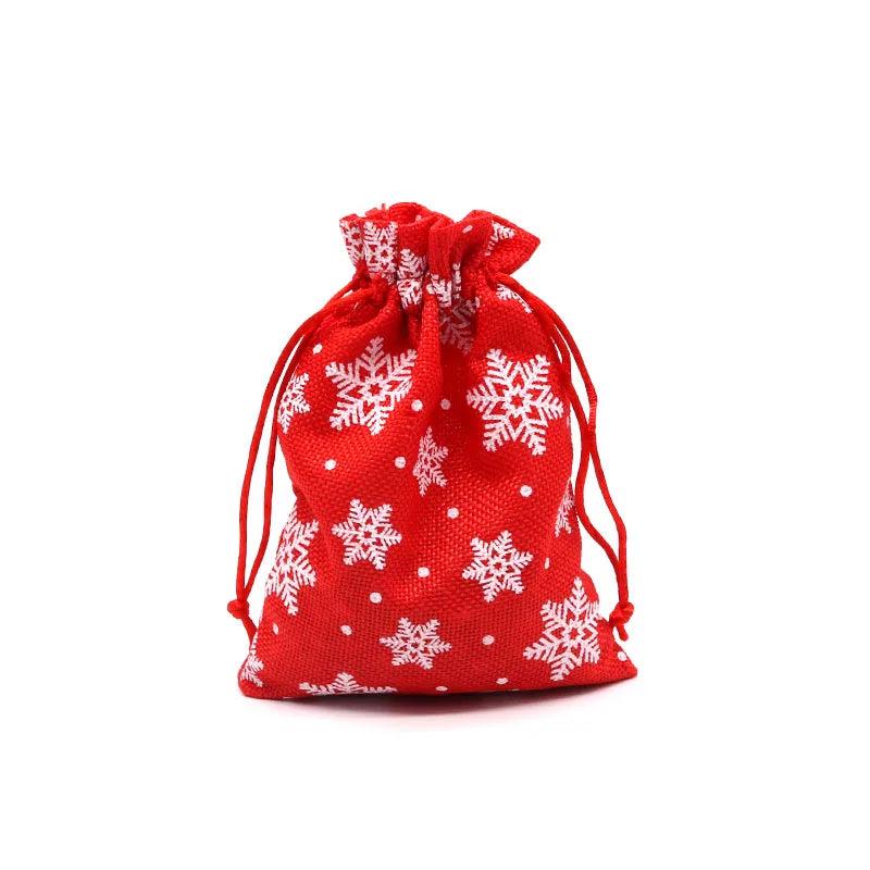 3Pcs Merry Christmas Jute Bags 10x14 13x18cm Bracelet Jewelry Packaging Bags