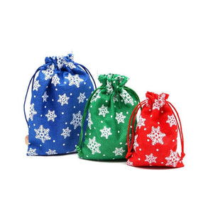 3Pcs Merry Christmas Jute Bags 10x14 13x18cm Bracelet Jewelry Packaging Bags