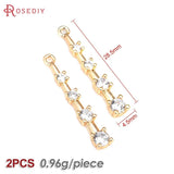 2PCS 18K Brass Zircon Rod Charms Pendants Diy Jewelry Making Necklace Earrings