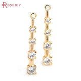 2PCS 18K Brass Zircon Rod Charms Pendants Diy Jewelry Making Necklace Earrings
