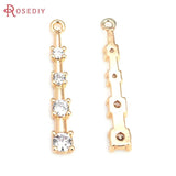 2PCS 18K Brass Zircon Rod Charms Pendants Diy Jewelry Making Necklace Earrings