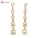 2PCS 18K Brass Zircon Rod Charms Pendants Diy Jewelry Making Necklace Earrings